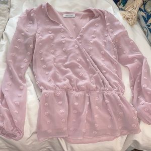 Abbeline pink mesh top polka dot